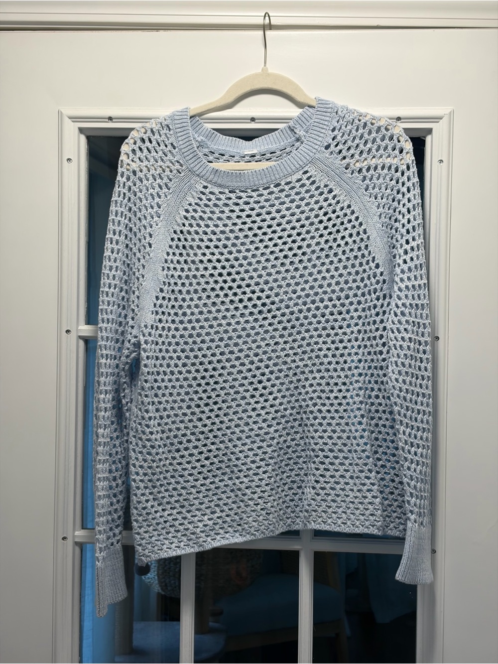 Light Blue Open-Knit Women's Sweater